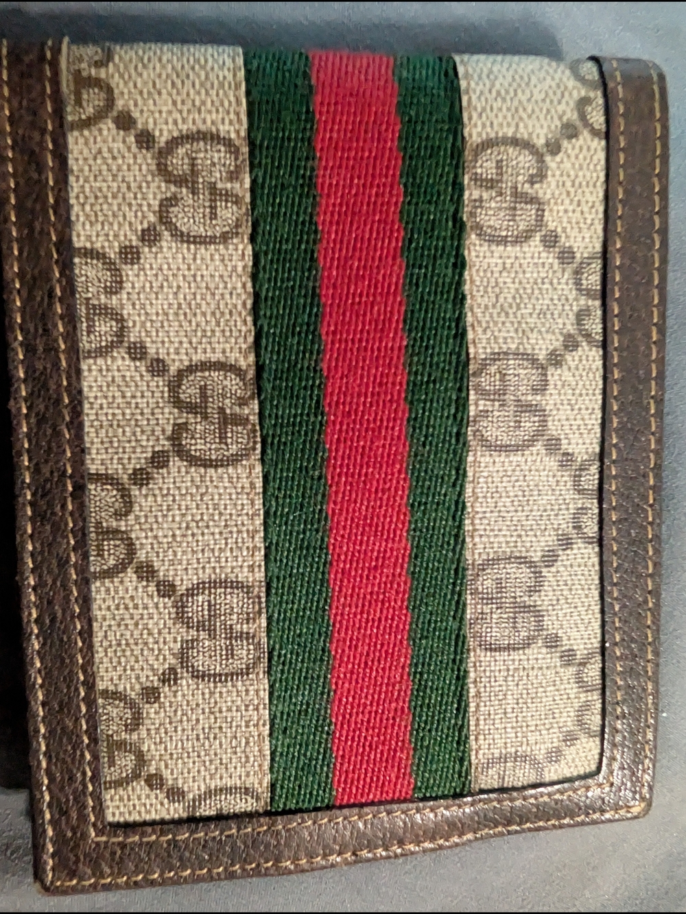 Gucci GG Supreme Web Stripe Bifold Wallet with ID Window
